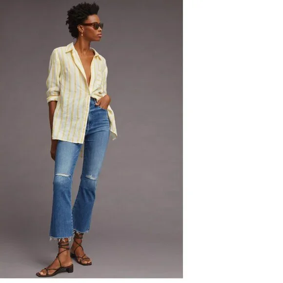 MOTHER The Hustler High-Rise Ankle Fray Jeans 32 blue color NEW NWT - Picture 2 of 8